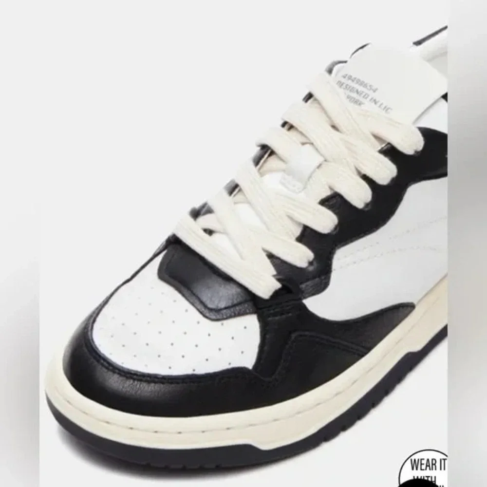 NEW Steve Madden Everlie Black White Leather Low-Top Oxford Kids Sneaker 13T